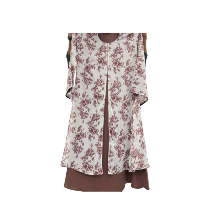 Floral Printed Pardha with Layered Hem - Image 3