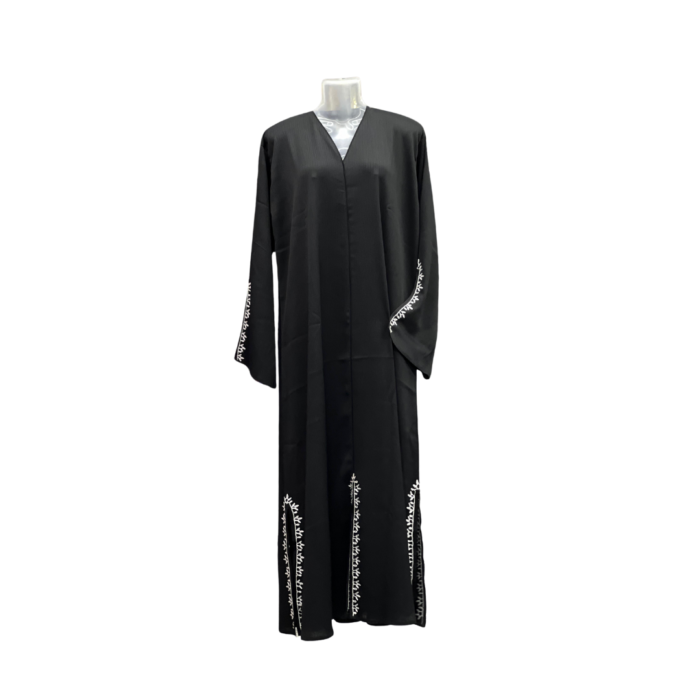 Black Abaya with White Embroidery. Islamic products & dresses - barakath ulama collection