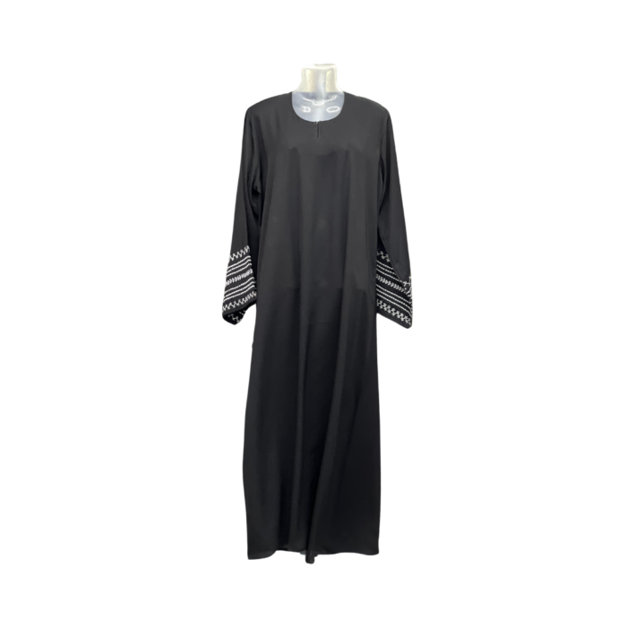 Black Abaya with White Embroidery. islamic products & dresses - barakath ulama collection